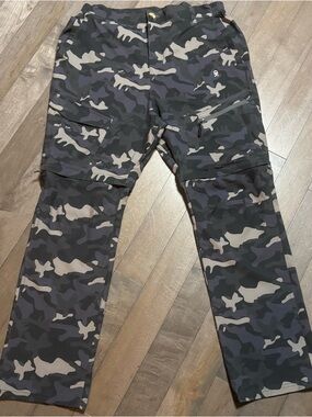 Little Donkey Andy Mens Medium Convertible Zip-Off Hiking Pants Blue Camo